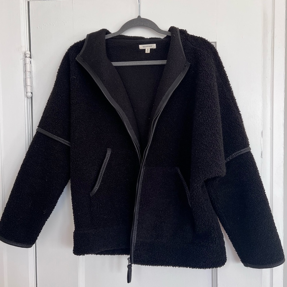 Max Studio Black Fuzzy Teddy Fleece